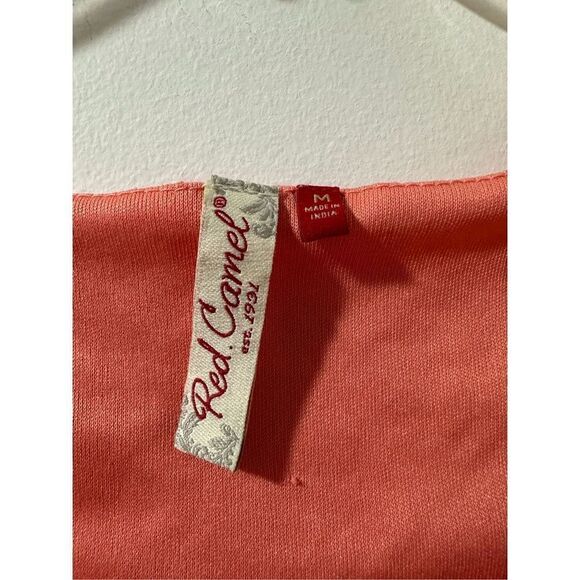 Red Camel women’s coral long bell sleeve lace dress size Medium #32-0813 - Picture 4 of 5